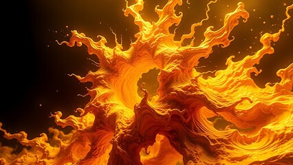 A gravity-defying golden fractal structure engulfed in chaotic energy waves, radiating molten brilliance.