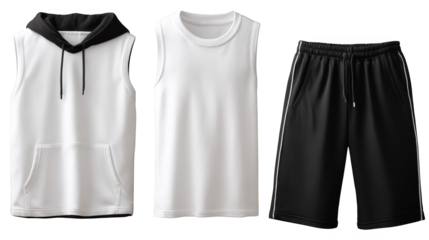 A striking side by side comparison of two fashionable monochrome hoodies one a clean white garment with bold black details and the other a sleek black sweatshirt with sharp white highlights.