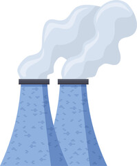 Two large industrial chimneys emitting thick clouds of white smoke, contributing to atmospheric pollution and exacerbating climate change while highlighting the ongoing environmental crisis