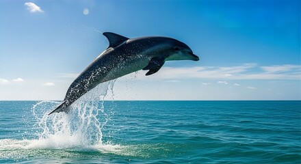 Fototapeta premium Dolphin Jumping in Turquoise Sea