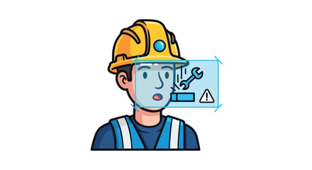 Fototapeta premium Construction Worker Safety Icon Augmented Reality Head-Up Display