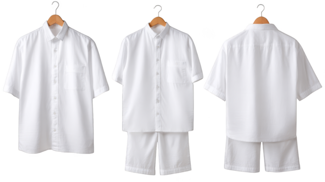 Detailed studio photograph of two pristine white laboratory coats hanging side by side symbolizing scientific research medical professionalism and sterile environments for healthcare.