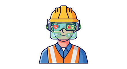 Obraz premium Construction Worker with Augmented Reality Headset Future of Building and Design