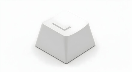 Single white keyboard keycap with letter L isolated on white — computer input and typing concept
