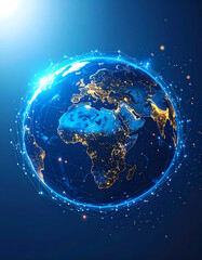 Fototapeta premium Global network connections around the earth, technology and communication concept