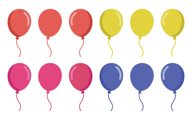 Obraz premium Colorful Balloons Party Celebration. Birthday Balloons. Vector set Helium air balloon. Balloons for Birthday, festive occasions, parties, weddings. Festival romantic decorations.