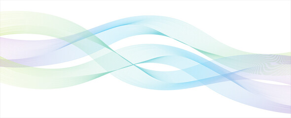 Abstract background of colored waves with smooth lines on a white background, design element