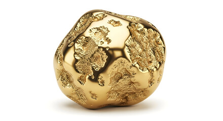 Naklejka premium Hand-sculpted gold nugget shaped like a world map — shiny luxury metal globe concept