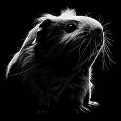 Close-up grayscale guinea pig profile