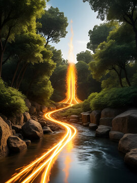 burst galvanic flame movement falls softly crossways angstrom seamless park background, the flaming flashes and galvanic fusillade streaming swimmingly with expunge clarity.