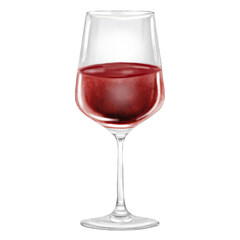 Glass of red wine watercolor. Alcoholic drink made from grapes. Clip art drinks. Wine shop booklets. Ideal for restaurant menus, posters and advertising signs.