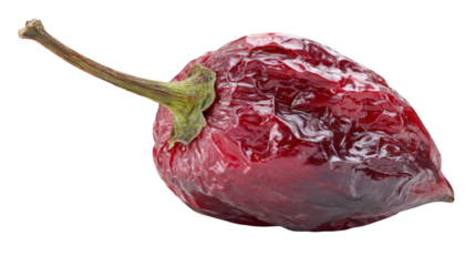 Vibrant and glossy red bell pepper with a crisp fresh green stem a perfect representation of healthy eating organic farming and nutritious garden vegetables.