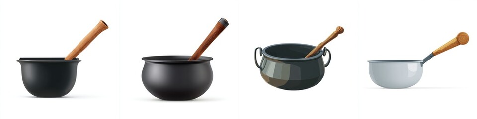 Collection of Cooking Mortars and Wooden Pestles for Food Preparation Kitchenware Cooking Utensils Cooking Tools Kitchen Accessories