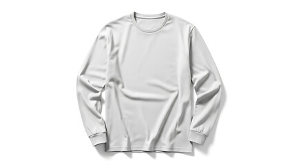 A plain, light gray long-sleeved t-shirt displayed on a white background.  The shirt is casually draped, showcasing its texture and fit.
