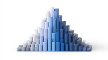 Fototapeta premium 3D Graphical Bar Chart with Varying Heights in Shades of Blue and Gray on White Background for Data Analysis and Business Presentation