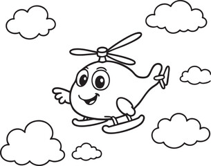  Tiny Helicopter Flying in the Sky Coloring Page