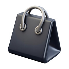 3D Rendered Dark Gray Triangular Shopping Bag.