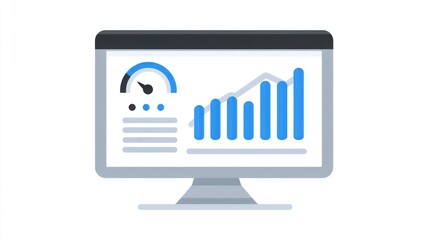 Digital analytics dashboard displaying increasing bar graph and performance indicators for data analysis and business growth, modern technology visualization