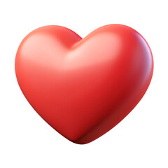 3D Rendered Red Heart Shape Isolated on White Background.