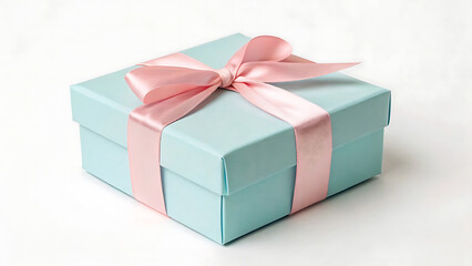 Fototapeta premium Elegant Gift Box with Pink Ribbon on White Background A Touch of Celebration