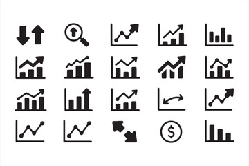 Vector statistics charts and data performance symbols collection