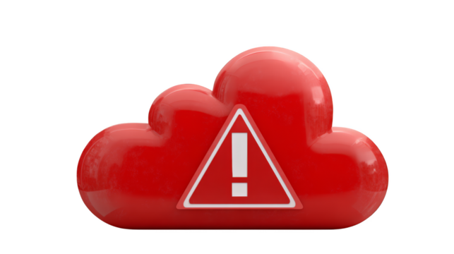 Red Cloud Icon with a Warning Sign.