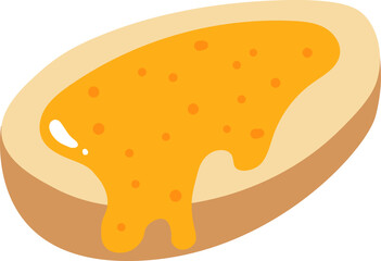 Honey dripping from a slice of bread creates a delightful breakfast scene, highlighting sweetness and natural ingredients in a simple, flat vector design