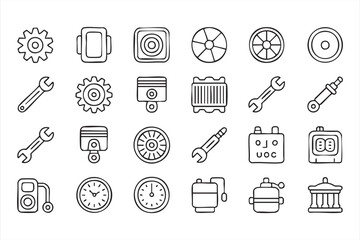 Vector illustration of car maintenance equipment and auto workshop tools