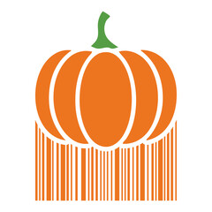 Logo otoño. Silueta de calabaza en código de barras, para el Día de Acción de Gracias © teracreonte