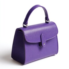 Purple leather handbag, small, structured