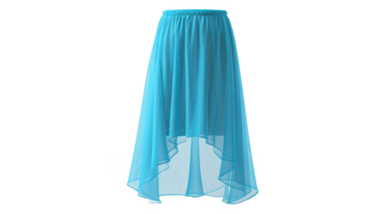 A detailed view of a long flowing blue skirt an elegant garment and piece of fashionable apparel with graceful drapery and a classic silhouette showcasing a vibrant color and soft fabric.
