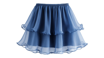 Detailed close up of a vibrant blue skirt featuring delicate cascading ruffles a beautiful piece of textile art and fashion design showcasing elegant drapery and texture.