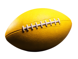 Yellow American football ball isolated on a transparent background.PNG