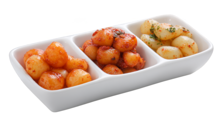 An organized meal preparation setup showcasing a large white rectangular container holding three smaller separate food containers perfect for portion control healthy eating and lunch on the go.