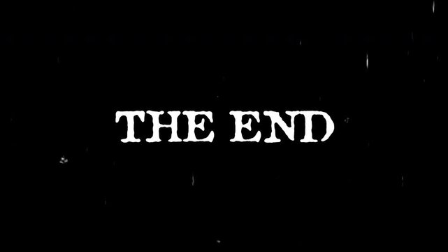 Text the end title animation - glitch effect for 4K video, games and cinematic presentations