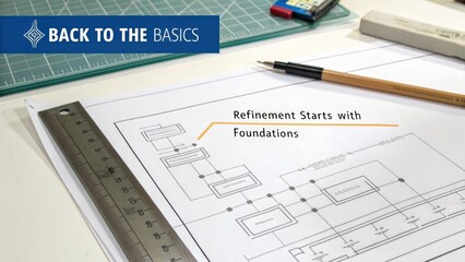 Construction planning and design process with detailed blueprints and drafting tools