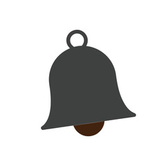 Simple dark grey bell with clapper isolated on white background