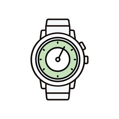 Simple line art illustration of a wristwatch isolated on white background