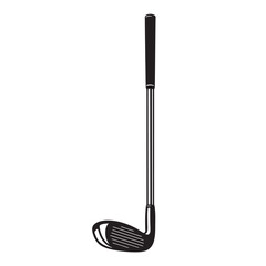 Black and white silhouette vector of golf club on white background