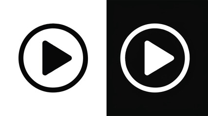 Play Button Icon in Black and White representing Media Playback Start and Action Online Course Video Tutorials