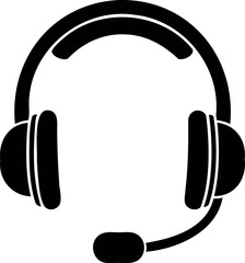 Black Headset with Microphone Icon for Customer Service Support Call Centers