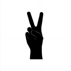 Obraz premium Hand Gesture Showing Peace Sign With V Shape in Silhouette Form
