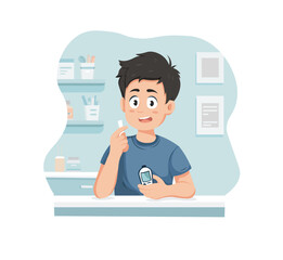 vector style illustration of a man seeking from Diabetes.