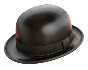 Bowler hat isolated on a transparent background headwear
