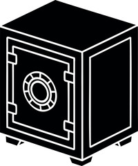 Stylized Black and White Illustration of a Strongbox Safe for Security