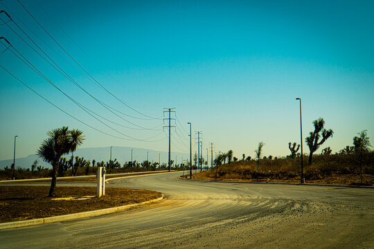 Country road in the sunset paradise