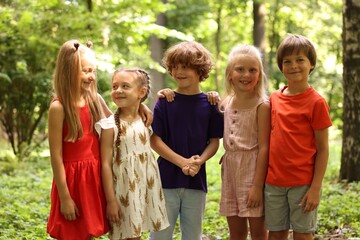 Fototapeta premium Group of cute little kids in park