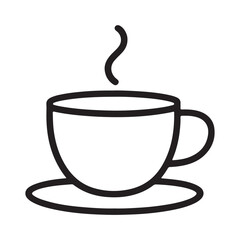 Hot Coffee Cup Outline Icon Vector Illustration