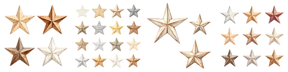 Obraz premium Assorted Metal Star Collection: Gold, Silver, Bronze Ratings