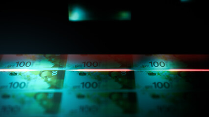 A Printing Press of Hundred Israel shekel banknote